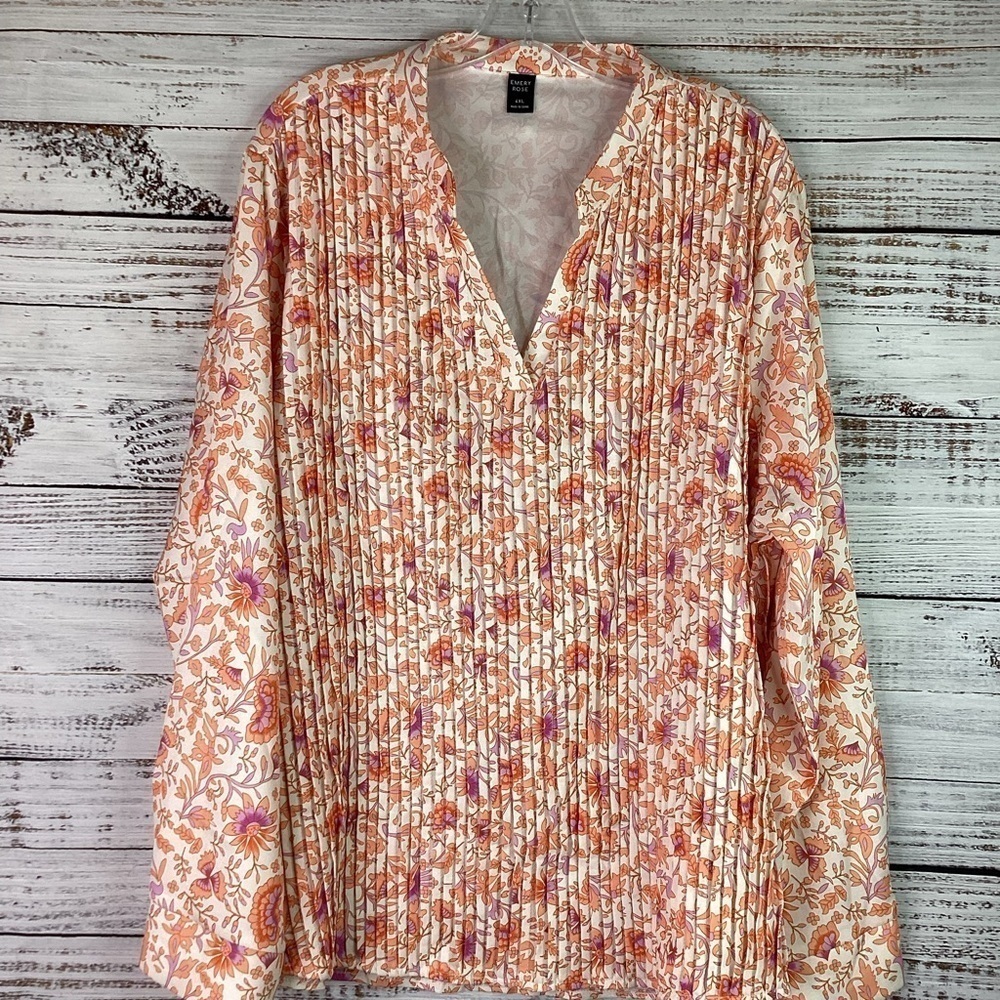EMERY ROSE PLUS SIZE 4X 4XL FLORAL TOP ORANGE PURPLE SPRING SUMMER FALL BLOUSE - Picture 5 of 10